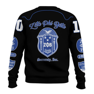 Zeta Phi Beta Sorority Knit Sweater 1920 ZPhiB Azul Blanco Chenille Bordado Greek Life Divine Nine Premium Sweater - Product Image 2
