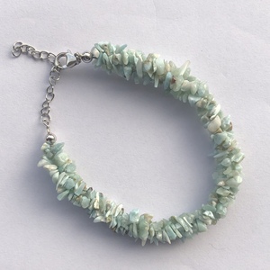 Hebras de cuentas de piedras preciosas de estilo cuerda trenzada de Chips sin cortar de Larimar azul Natural de Plata de Ley 925 del fabricante en línea - Product Image 2