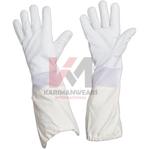 Guantes de Apicultura de Alta Calidad Estilo Americano, Permeables al Aire, de Piel de Cabra con Protectores de Brazo de Lona - Product Image 3
