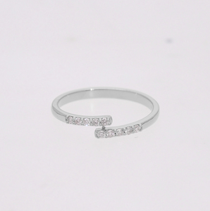 14K <b>Gold</b> Natural Diamond Open Band <b>Ring</b> Rhodium Plated Women's Modern Minimalist Cuff Style Prong-<b>Set</b> Diamonds Everyday Elegance - Product Image 5