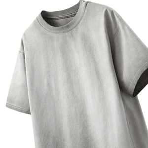 T-shirt Oversize en Coton 100% Lavé à l'Acide, Manches Courtes, Style Streetwear, Logo Personnalisé sur le Devant, Effet Vintage, 220g, Vierge, OEM - Product Image 2