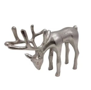 Escultura de Reno de aluminio de lujo personalizada hecha a mano, decoración navideña plateada niquelada para uso en interiores - Product Image 1