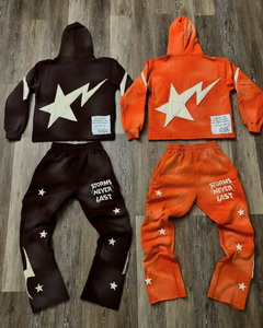 Combinaison évasée tendance pour adultes 500 GSM 100% coton Séchage rapide Poids lourd Respirant Durable Hiver Ensemble Détresse - Product Image 3