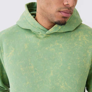 Collection 2026 Vêtements d'hiver à capuche décontractés coupe ajustée effet délavé survêtement uni pour homme 100% coton fabriqué au Pakistan - Product Image 5