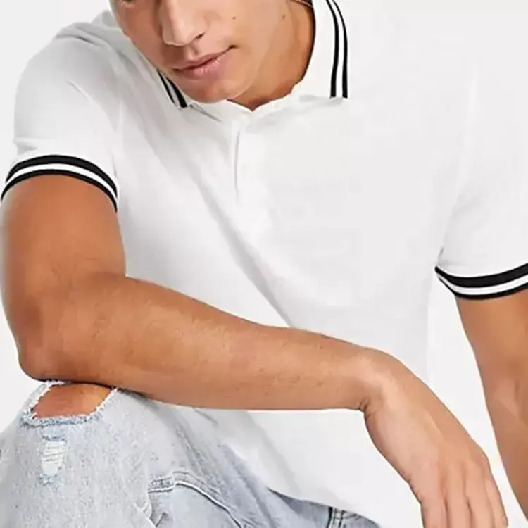 เสื้อโปโลสำหรับผู้ชายเสื้อโปโลผ้าฝ้ายสีขาวแห้งพอดีตัวเสื้อโปโลแบบสั่งทำ100% ได้จากโรงงาน