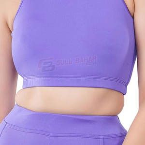 Meilleur design d'ensemble respirant de yoga pour femmes avec logo personnalisé Tissu élasthanne/polyester de haute qualité 2 pièces sans manches à la taille élastique - Product Image 6