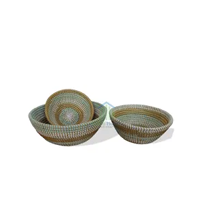 Round Seagrass Storage Baskets for Fruit and Vegetables High Quality Customized Service Made In Green House Handicraft Vietnam