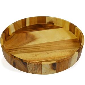 Bandeja de servicio redondeada hecha a mano, tamaño estándar de tendencia superior para restaurante, hoteles, mesa decorativa, servidor de aperitivos de madera y bandeja de té - Product Image 5