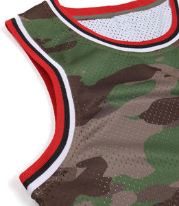 Camisetas de baloncesto de camuflaje sublimadas de tela de secado rápido duraderas de alto rendimiento con opciones de números de nombre personalizado para deportes de verano - Product Image 3