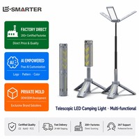 Lampe de travail LED pliable avec trépied télescopique rechargeable pour le camping
