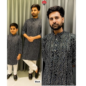 Vente en gros de Kurta Navratri et Festival Special pour hommes et enfants avec imprimé Bandhani pour occasions spéciales et événements - Product Image 1