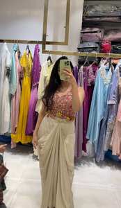 High on Demand Dhoti Blouse & <b>Shrug</b> Three Piece Western Outfit <b>for</b> the Trendy Wedding Season Dhooti Blouse - Product Image 3