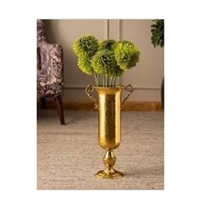 แจกันดอกไม้ตาข่ายอลูมิเนียมหล่อโลหะเคลือบทองแจกันตั้งพื้นสำหรับงานแต่งงานและตกแต่งบ้าน - Product Image 2