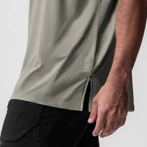 T-shirt en coton vert surdimensionné pour homme, coupe ample, streetwear avec logo personnalisé, manches courtes, haut de mode urbaine, tissu tricoté - Product Image 3