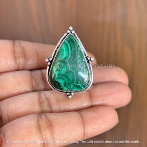 Wholesale 925 Sterling Silver <b>Fine</b> <b>Rings</b> Original Pear Malachite Gemstone Women's Wedding Jewelry Trending Factory Price - Product Image 4
