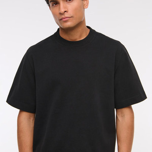 Logo personnalisé OEM de haute qualité en coton noir Vintage Boxy T-shirt court pour hommes épaule tombante surdimensionné lourd décontracté solide - Product Image 4