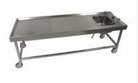 Table d'autopsie en acier inoxydable CISCO CISCO-285 avec évier pour instruments chirurgicaux vétérinaires, necropsie post-mortem, dissection, embaumement