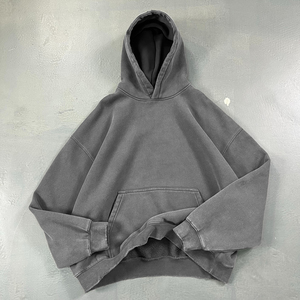 Gran oferta 100% algodón mezclado Fleece Pullover Heavyweight Blank Boxy Hoodie Cropped Vintage Streetwear Acid Wash Hoodie para hombres - Product Image 4