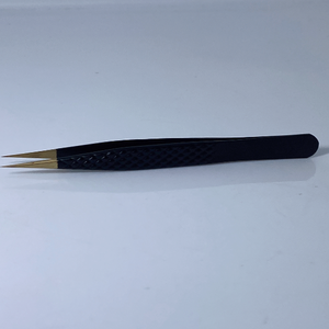 แหนบถอนขนตาสแตนเลสสีดำและสีทองแหนบสำหรับดัดขนตาแบบตรง - Product Image 2