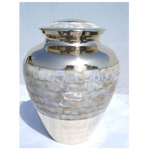 Urna Funeraria de Latón Niquelado con Cuentas de Perlas Arcadia para Adultos, Estilo Único, Suministros Funerarios de Lujo, Urna de Cremación para Adultos - Product Image 1