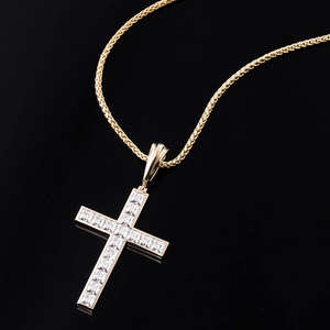 Colgante de Diamante con Corte Princesa, Estilo Hip-Hop, Chapado en Oro, Unisex - Product Image 2
