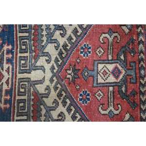 Turkish Vintage <b>Runner</b> Rug 2.3x6.5 ft, <b>Red</b> Blue Polka dot Wool Rug - Product Image 5