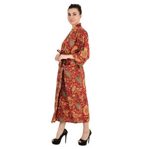 Pur Coton <b>Robe</b> Kimono Indien Handblock Jaipur Luxe Floral Imprim t-Printemps <b>Robe</b> Indienne Boho Pour Plage Et Casual Dresses - Product Image 1