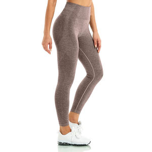 Leggings de gymnastique taille haute pour femmes pantalons de Yoga sans couture Compression décontracté solide entraînement Stretch Fitness collants Slimwear haut - Product Image 1