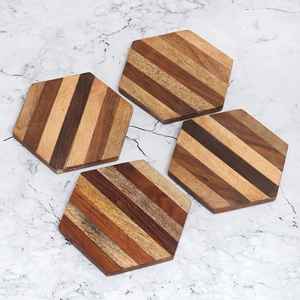 Exportations Sous-verres en bois de qualité Tapis et coussinets de qualité Sous-verres en noyer de style classique - Product Image 1