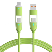 Câble de charge USB multifonction 4 en 1 de haute qualité 100W, câble de données universel en silicone 1M pour téléphones mobiles