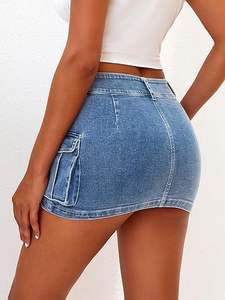 Boomletcorp Jupes en jean à logo personnalisé à des prix abordables pour femmes Jupes en denim confortables et respirantes en coton de haute qualité pour femmes. - Product Image 3