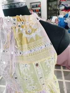 Robe courte de plage à col halter style bohème pour femme, imprimé tribal, avec broderie de miroirs scintillants, tunique de bord de piscine - Product Image 6