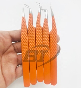 Pinzas Profesionales para Pestañas Beautivia International Diamond Grip, Agarre Fuerte, Logotipo Personalizado, Color Naranja, Recubrimiento de Acero Inoxidable - Product Image 6