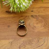 Bague pendentif crâne doré gothique avec compartiment secret, en laiton fait main, bijou crâne steampunk pour motard, bague de rangement secrète
