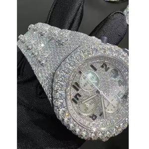 Relojes de Lujo Personalizados de Acero Inoxidable Estilo Hip Hop, Movimiento Mecánico, Diamantes VVS Moissanite, Estilo Completamente Engastado, a la Moda, para Exportación - Product Image 1