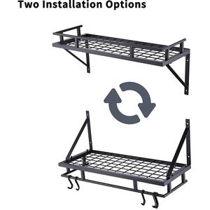 ชั้นวางหม้อแบบมืออาชีพ ที่แขวนฝาหม้อและกระทะ ตะขอแขวนอุปกรณ์ครัว ชั้นวางติดผนังสำหรับจัดเก็บในครัว - Product Image 4
