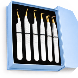 Ensemble de pinces professionnelles 6 pièces, kit d'extension de cils, emballage de qualité supérieure, acier inoxydable, outils de beauté de précision pour salon - Product Image 1