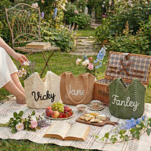 Bolso de playa de ganchillo con letras 3D coloridas, bolso de hombro de malla hueca de verano para viajes de chicas, bodas y salidas costeras diarias - Product Image 6