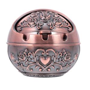 Cenicero de cigarro de latón de metal antiguo y diseñador de hojas de flores - Product Image 5