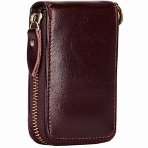 <b>Men's</b> Genuine Leather Slim <b>Wallet</b> With Striped Lining Fold Closure Card Holder Short Length Minimalist Design - Product Image 5
