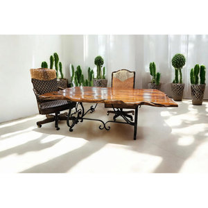 Natural Mesquite Solid Wood Wrought Iron Live Edge Executive <b>Desk</b> Hand-Forged 1-Year Warranty - Product Image 3