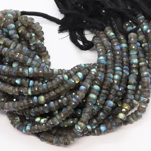 High Quality <b>Labradorite</b> Faceted Rondelle Beads 6-7mm Wholesale <b>Labradorite</b> Gemstone Bead Strands for Jewelry Making - Product Image 3