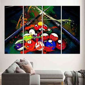 Impression sur toile sur le thème du billard moderne : décoration murale élégante et vibrante, lot de 4 toiles - Product Image 1