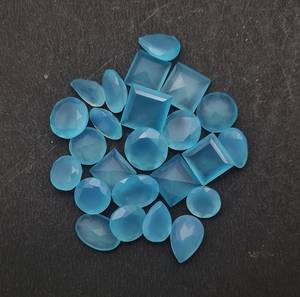พลอยคาลซิโดนีสีฟ้าธรรมชาติแบบ100% อัญมณีหลวมที่มีคุณภาพในรูปทรงผสมที่สวยงามอัญมณีรักษาได้-MOQ 100ชิ้น - Product Image 3