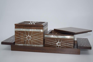 Quemador de incienso con incrustaciones de madera hechas a mano, bandeja de quemador de incienso para la madre de la perla, juego de Mubkhar Oud mubkara Box y mabkara dukjoon - Product Image 2