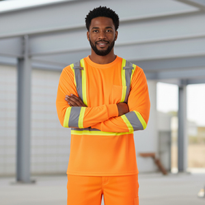 Camiseta de Seguridad de Alta Visibilidad para Hombre, Color Naranja Fluorescente, Poliéster, Certificación ANSI Clase 2 EN ISO 20471, Logotipo Personalizado Impreso, LED Intermitente - Product Image 3