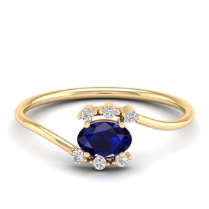 Anillo de Compromiso REYES con Zafiro Azul de Corte Ovalado de 0.5 Quilates y Moissanita en Plata de Ley 925 para Mujer, Último Diseño - Product Image 6