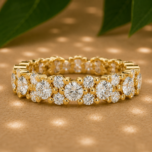 Wholesale 14K Solid Gold <b>Bubble</b> Cluster Full Eternity <b>Wedding</b> Bands Round Cut Lab Grown Diamond Rings For Women Fine Jewelry - Product Image 1