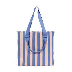 กระเป๋าสะพายไหล่ความจุขนาดใหญ่กระเป๋าลายขวางสองสีกระเป๋าทอแบบปิดกั้นสี - Product Image 2