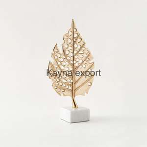 Escultura de diseño de hoja de metal chapada en oro, moderna, ecológica, hermosa, decoración artística para el hogar, mesa y oficina. - Product Image 5